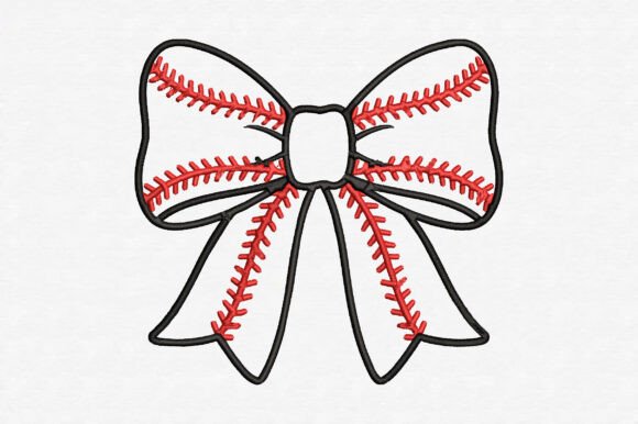 Download Baseball Ribbon Bow Embroidery Design - Embroidery Collection