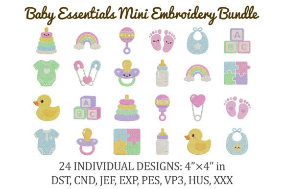 Download Baby Essentials Mini Embroidery Bundle - Embroidery Collection