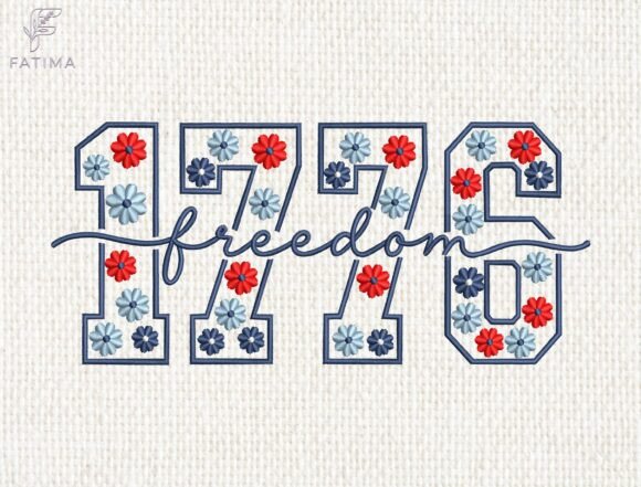 Download 1776 Freedom Floral Embroidery Design - Embroidery Collection