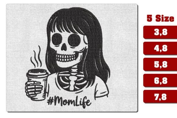 Download Skeleton Mom Life Coffee Embroidery - Embroidery Collection