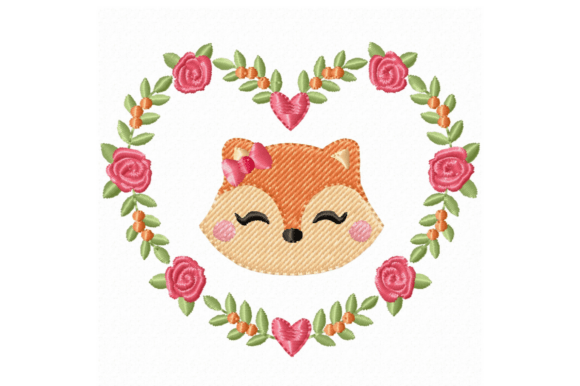 Download Fox Floral Heart Embroidery Design File - Embroidery Collection