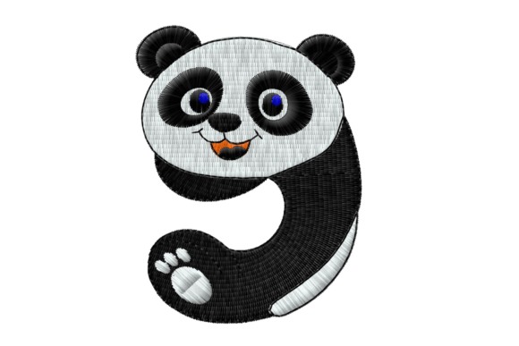 Download Cute Panda Number 9 Digital Embroidery - Embroidery Collection