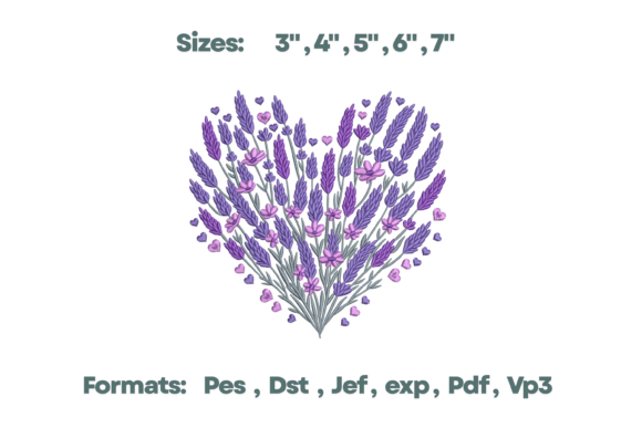 Download Lavender Floral Heart Embroidery - Embroidery Collection