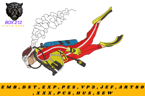 Download Diver Digital Embroidery Design - Embroidery Collection