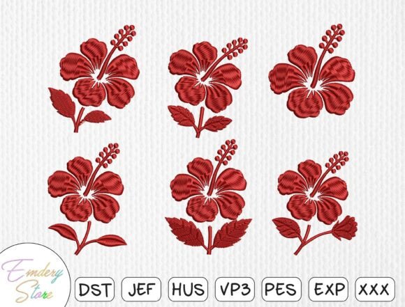 Download Red Hibiscus Flower Embroidery Bundle - Embroidery Collection