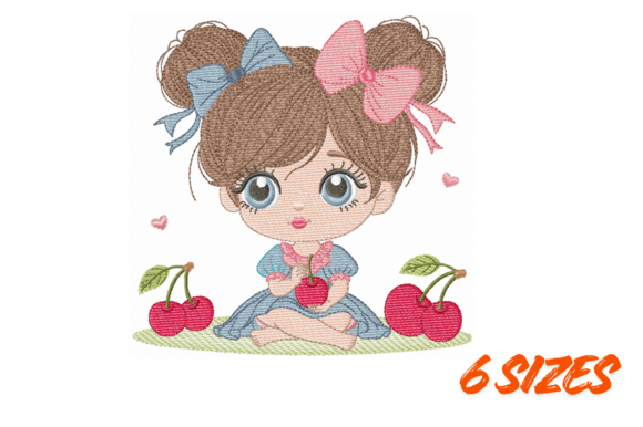 Download Cute Cherry Girl Embroidery Design - Embroidery Collection