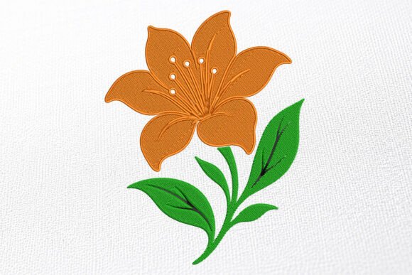 Download Orange Lily Flower Embroidery Design - Embroidery Collection