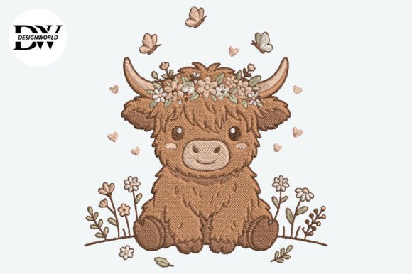 Download Cute Baby Highland Cow Embroidery Design - Embroidery Collection