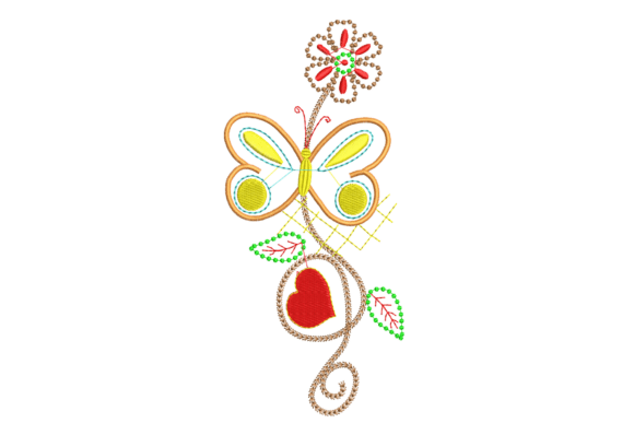 Download Butterfly with Flowers Embroidery Design - Embroidery Collection