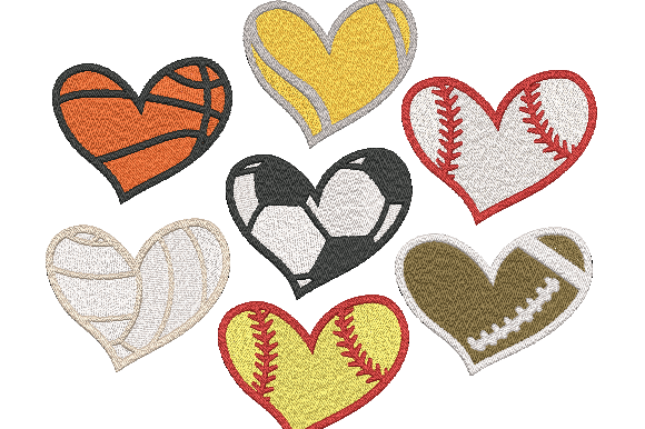 Download Sports Ball Heart Embroidery - Embroidery Collection