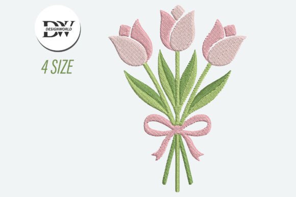 Download Pink Tulip Flower Embroidery Design - Embroidery Collection