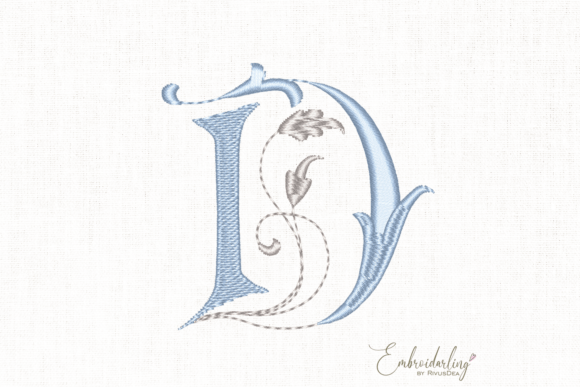Download Vintage Floral D, Machine Embroidery Letter - Embroidery Collection
