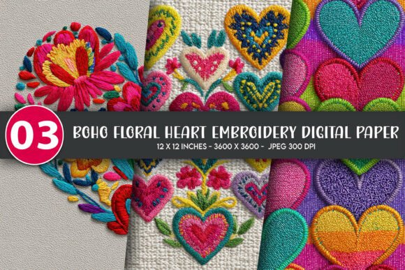 Download Boho Floral Heart Embroidery Digital - Embroidery Collection