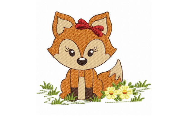 Download Cute Fox Embroidery Design with Bow - Embroidery Collection