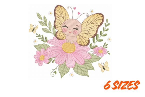 Download Cute Butterfly Flower Embroidery Design - Embroidery Collection