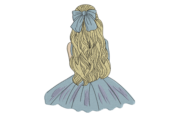 Download Back View Girl Embroidery Design - Embroidery Collection