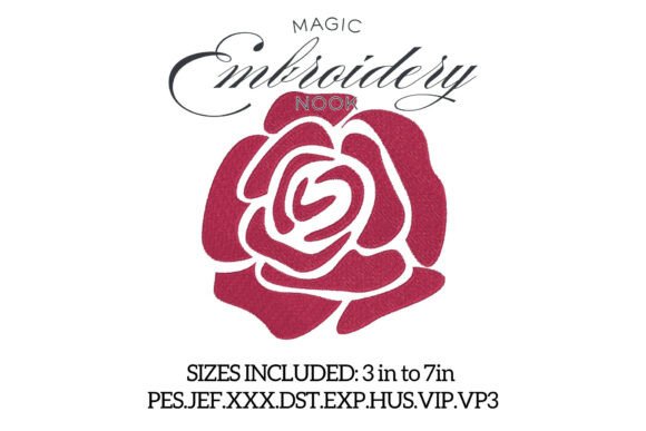 Download Red Rose Bloom Digital Embroidery - Embroidery Collection
