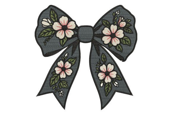 Download Floral Ribbon Bow Embroidery - Embroidery Collection