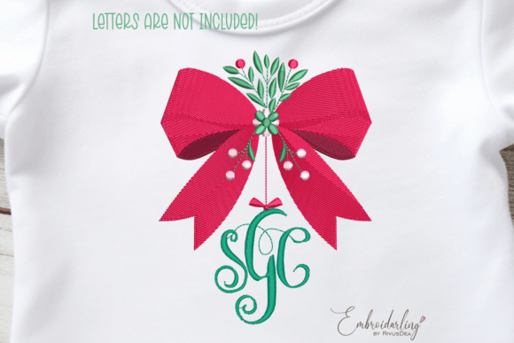 Download Christmas Bow Monogram Frame Embroidery - Embroidery Collection