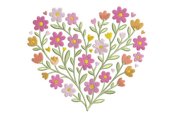 Download Floral Heart Embroidery Design - Embroidery Collection