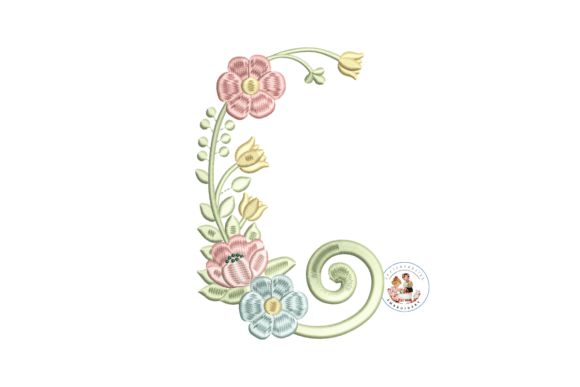Download Half Floral Monogram Frame Embroidery - Embroidery Collection