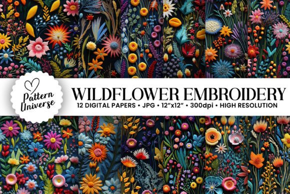 Download 3D Floral Wildflowers Embroidery Pattern - Embroidery Collection