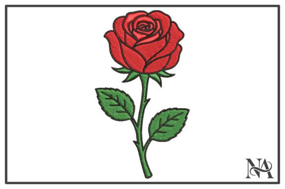 Download Classic Red Rose Stem Embroidery Design - Embroidery Collection