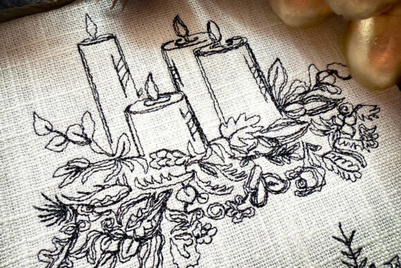 Download Christmas Candles Machine Embroidery - Embroidery Collection