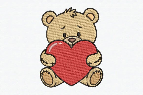 Download Bear with Heart Embroidery Design - Embroidery Collection