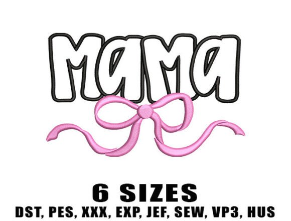 Download Mama Pink Bow Ribbon Embroidery Design - Embroidery Collection
