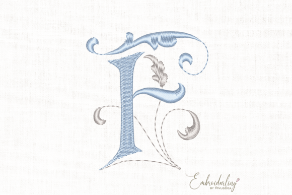 Download Vintage Floral F, Machine Embroidery Letter - Embroidery Collection