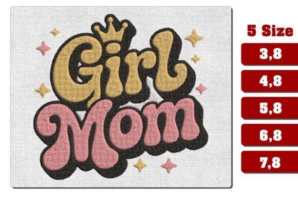 Download Retro Girl Mom Crown Machine Embroidery - Embroidery Collection