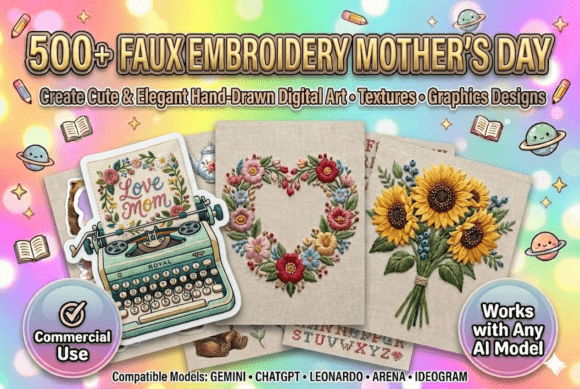 Download 500 Faux Embroidery Mother's Day Prompts - Embroidery Collection
