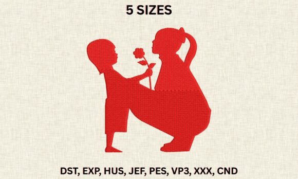 Download Mother Child Flower DST PES Embroidery - Embroidery Collection