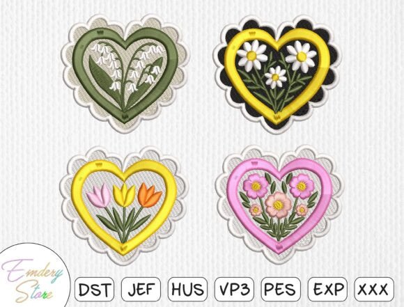 Download Floral Heart Patch Embroidery Bundle - Embroidery Collection