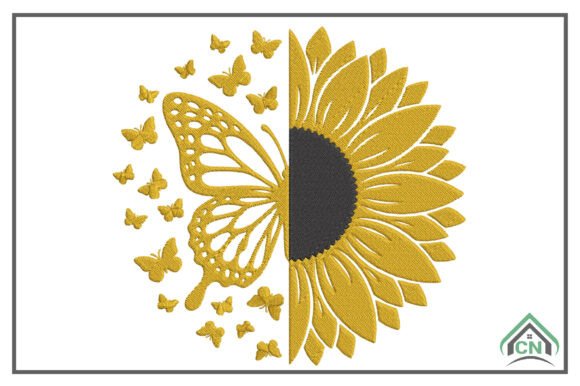 Download Butterfly Sunflower Embroidery Design - Embroidery Collection