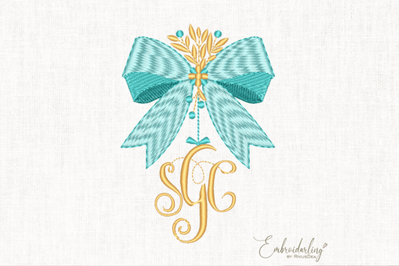 Download Bow Monogram Frame Embroidery Design - Embroidery Collection