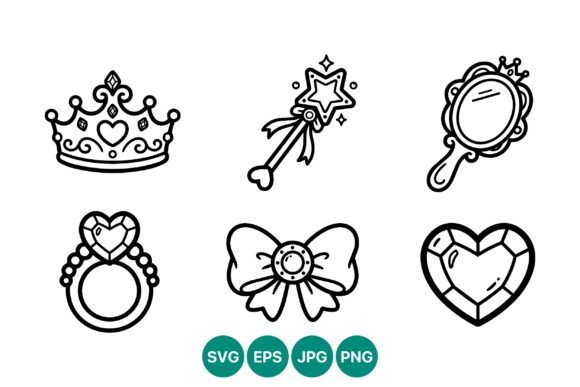 Download Princess Crown Star Wand Mirror Ring Bow - Princess crown Collection