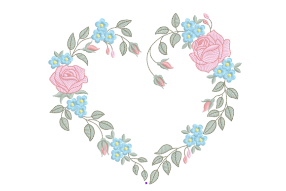Download Floral Heart Embroidery Design with Rose - Embroidery Collection