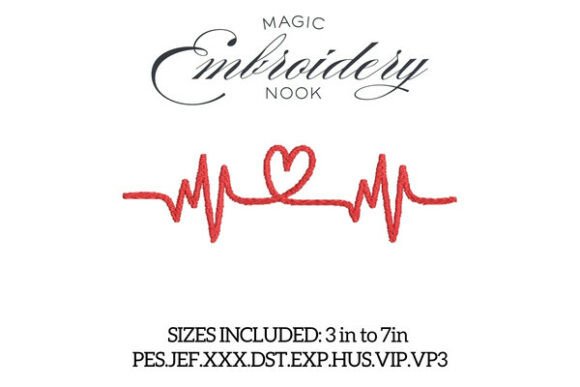 Download Heartbeat Heart Digital Embroidery - Embroidery Collection