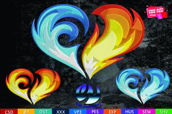 Download Ire and Ice Heart Embroidery Design - Embroidery Collection