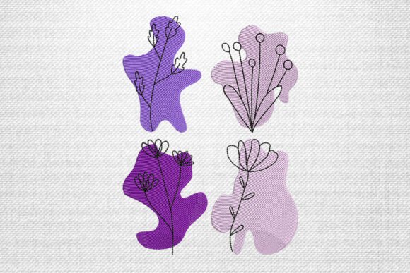 Download Modern Purple Floral Embroidery Design - Embroidery Collection