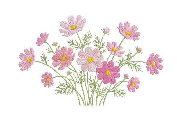 Download Pink Cosmos Flower Embroidery Design - Embroidery Collection