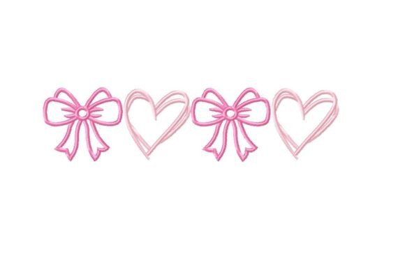 Download Bow and Heart Embroidery Design - Embroidery Collection
