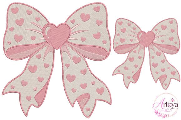 Download Cute Heart Bow Embroidery Design - Embroidery Collection