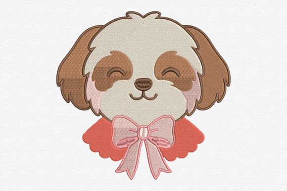 Download Shih Tzu with Pink Bow Embroidery Design - Embroidery Collection