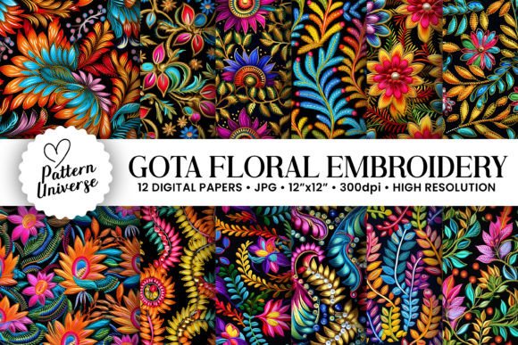 Download Gota Embroidery Pattern Digital Papers - Embroidery Collection