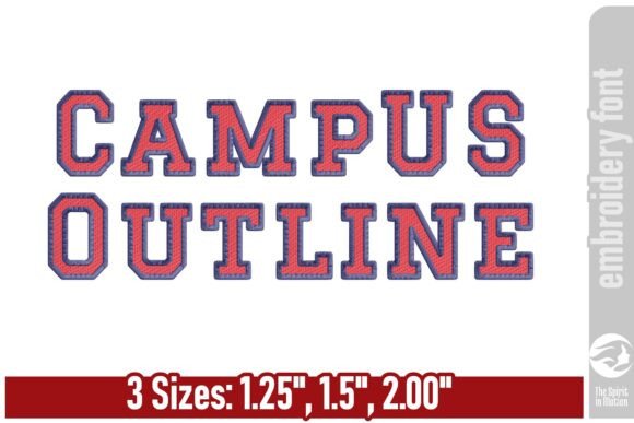 Download Campus Outline Athletic Embroidery Font - Embroidery Collection