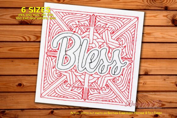 Download Bless Redwork Embroidery Design - Embroidery Collection
