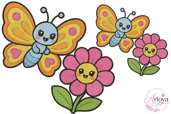 Download Butterfly and Flower Embroidery Design - Embroidery Collection